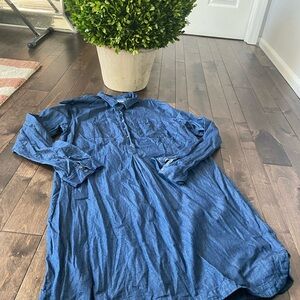 OLD NAVY Womens Tall Large Blue Button-Up Shirt Dress